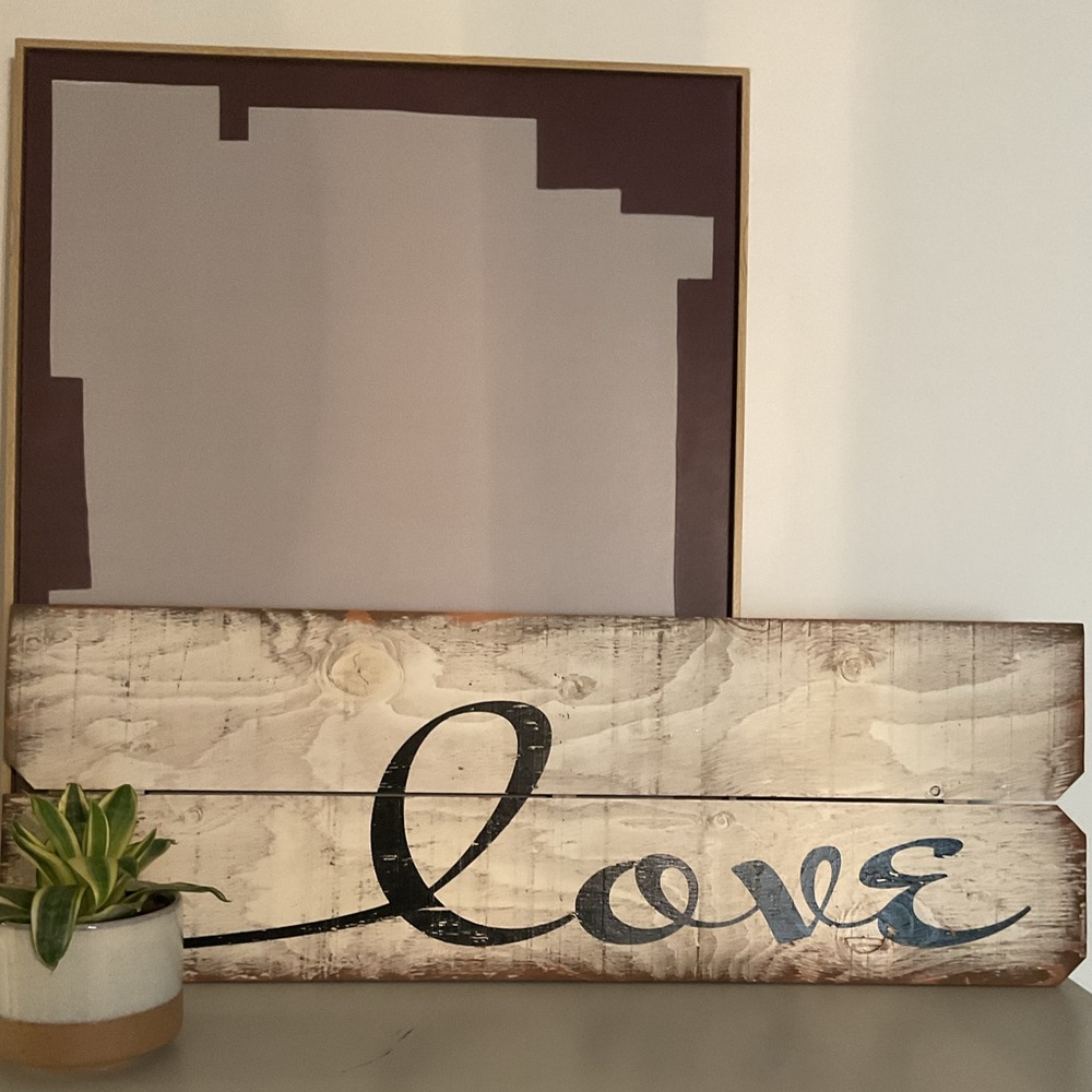 NWT White and black 12x36 distressed love sign❤️❤️❤️❤️